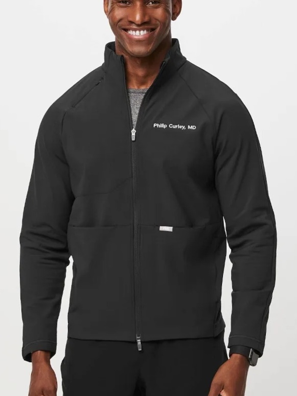 FIGS ContourKnit Scrub Jacket Technical Collection Full Zip in Black Size Large